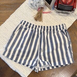 Forever 21 Navy and White Striped Athletic Shorts